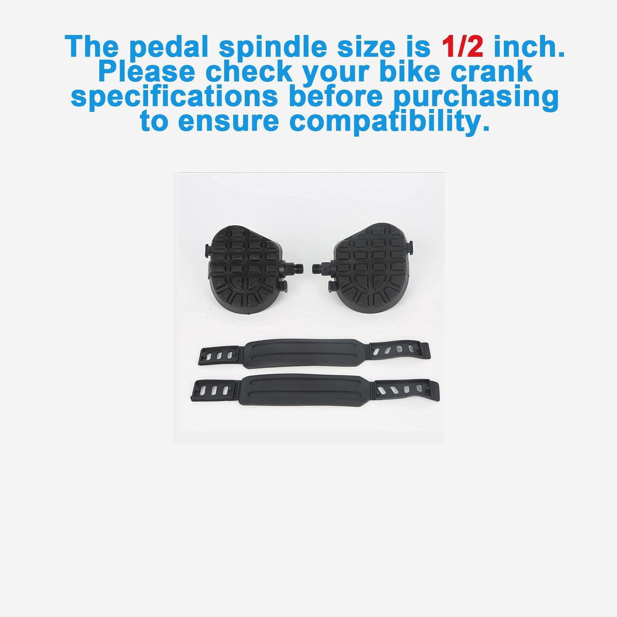 1/2 9/16Exercise Bike Pedals for Indoor Bike, Stationary Bike, Spin Bike, Gym Pedals with Toe Clips, 1 Pair