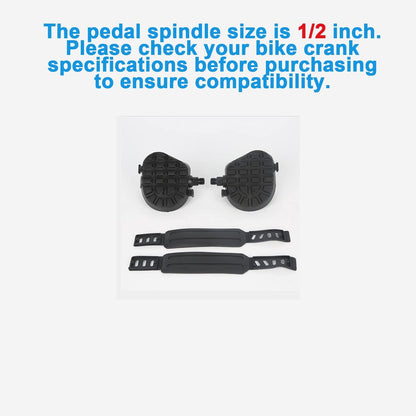 1/2 9/16Exercise Bike Pedals for Indoor Bike, Stationary Bike, Spin Bike, Gym Pedals with Toe Clips, 1 Pair