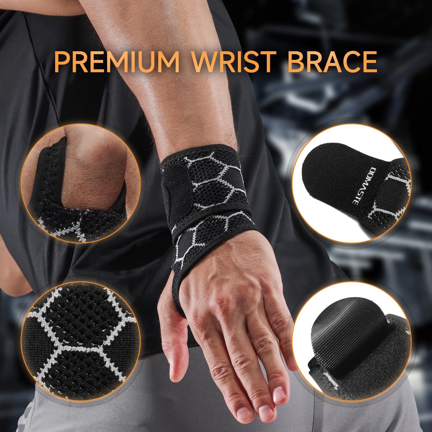 Sport Slim Wrist Wrap - Wrist Brace for Carpal Tunnel Relief, Neoprene-Free Compression Wrist Support for Workout, Adjustable Wrist Guards Fit Right Left Hand(Violet, Pack of 1)