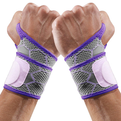 Sport Slim Wrist Wrap - Wrist Brace for Carpal Tunnel Relief, Neoprene-Free Compression Wrist Support for Workout, Adjustable Wrist Guards Fit Right Left Hand(Violet, Pack of 1)
