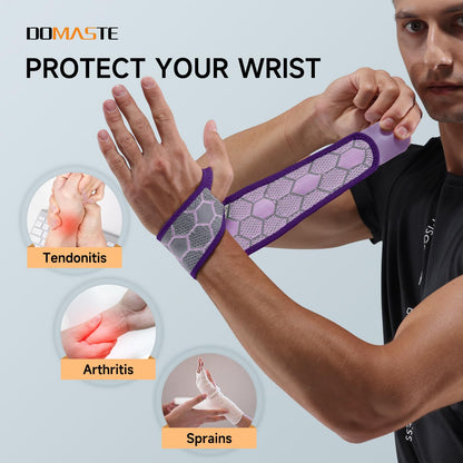 Sport Slim Wrist Wrap - Wrist Brace for Carpal Tunnel Relief, Neoprene-Free Compression Wrist Support for Workout, Adjustable Wrist Guards Fit Right Left Hand(Violet, Pack of 1)