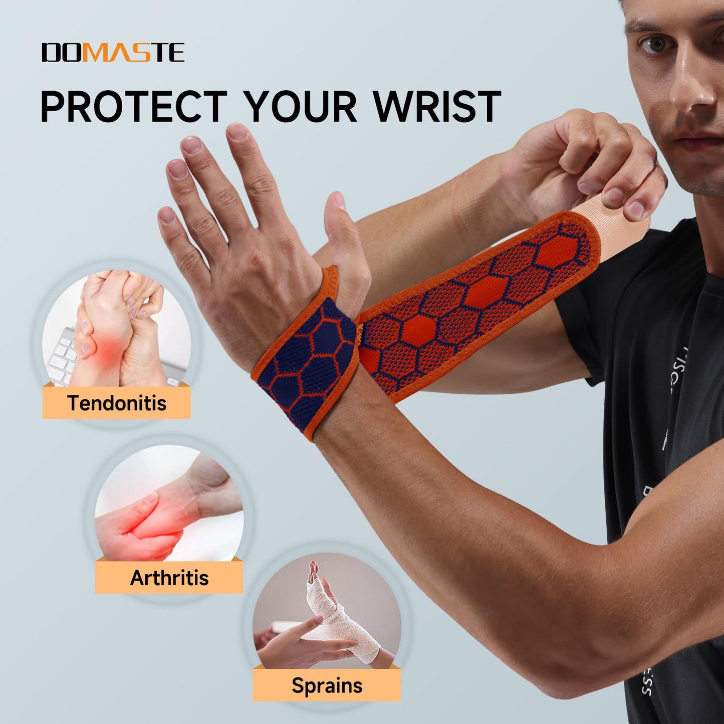Sport Slim Wrist Wrap - Wrist Brace for Carpal Tunnel Relief, Neoprene-Free Compression Wrist Support for Workout, Adjustable Wrist Guards Fit Right Left Hand(Violet, Pack of 1)