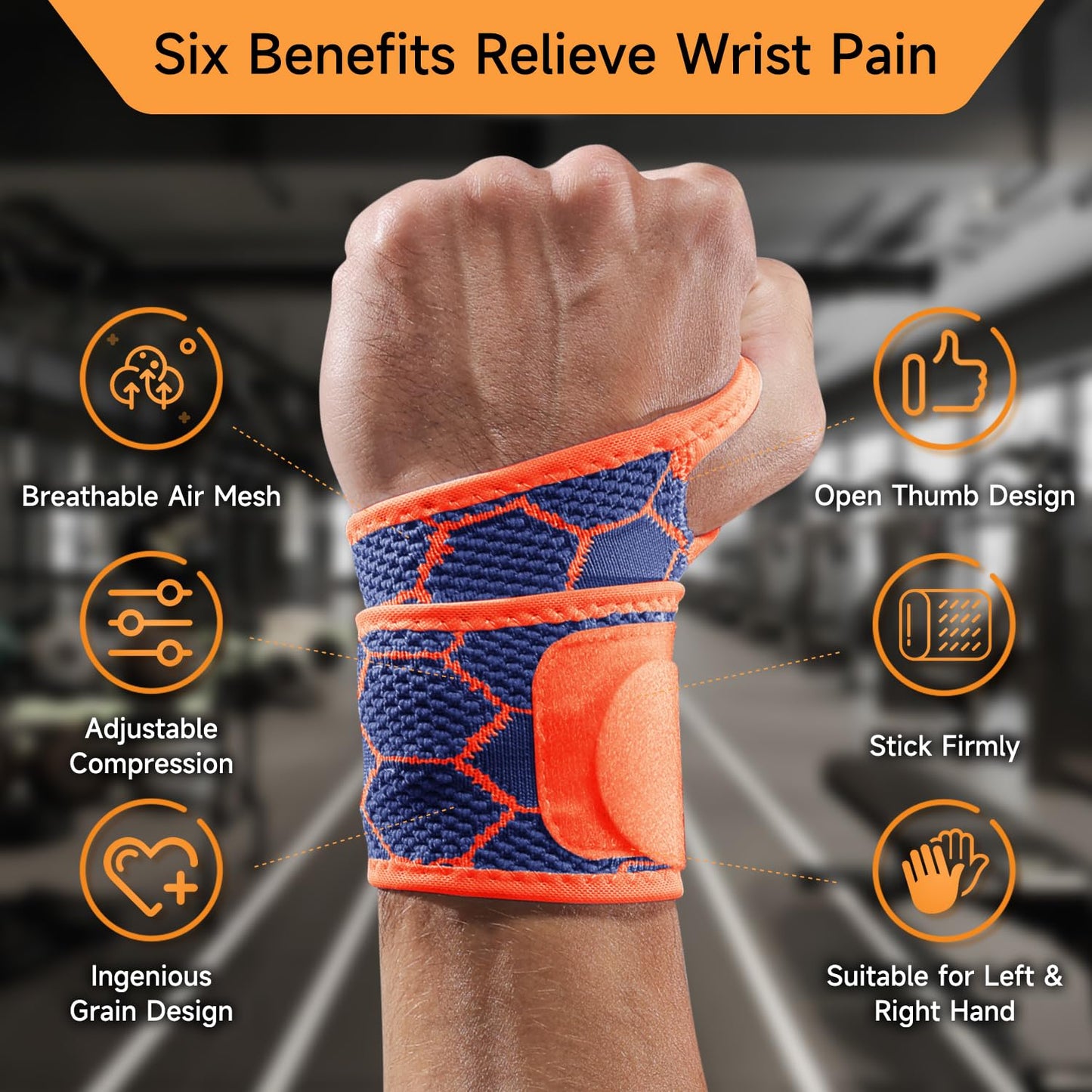 Sport Slim Wrist Wrap - Wrist Brace for Carpal Tunnel Relief, Neoprene-Free Compression Wrist Support for Workout, Adjustable Wrist Guards Fit Right Left Hand(Violet, Pack of 1)