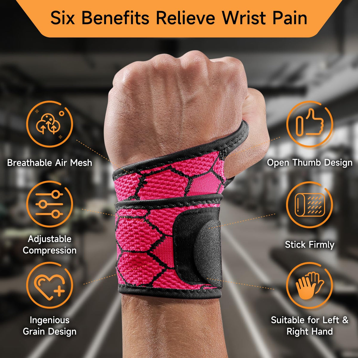 Sport Slim Wrist Wrap - Wrist Brace for Carpal Tunnel Relief, Neoprene-Free Compression Wrist Support for Workout, Adjustable Wrist Guards Fit Right Left Hand(Violet, Pack of 1)