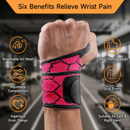 Sport Slim Wrist Wrap - Wrist Brace for Carpal Tunnel Relief, Neoprene-Free Compression Wrist Support for Workout, Adjustable Wrist Guards Fit Right Left Hand(Violet, Pack of 1)