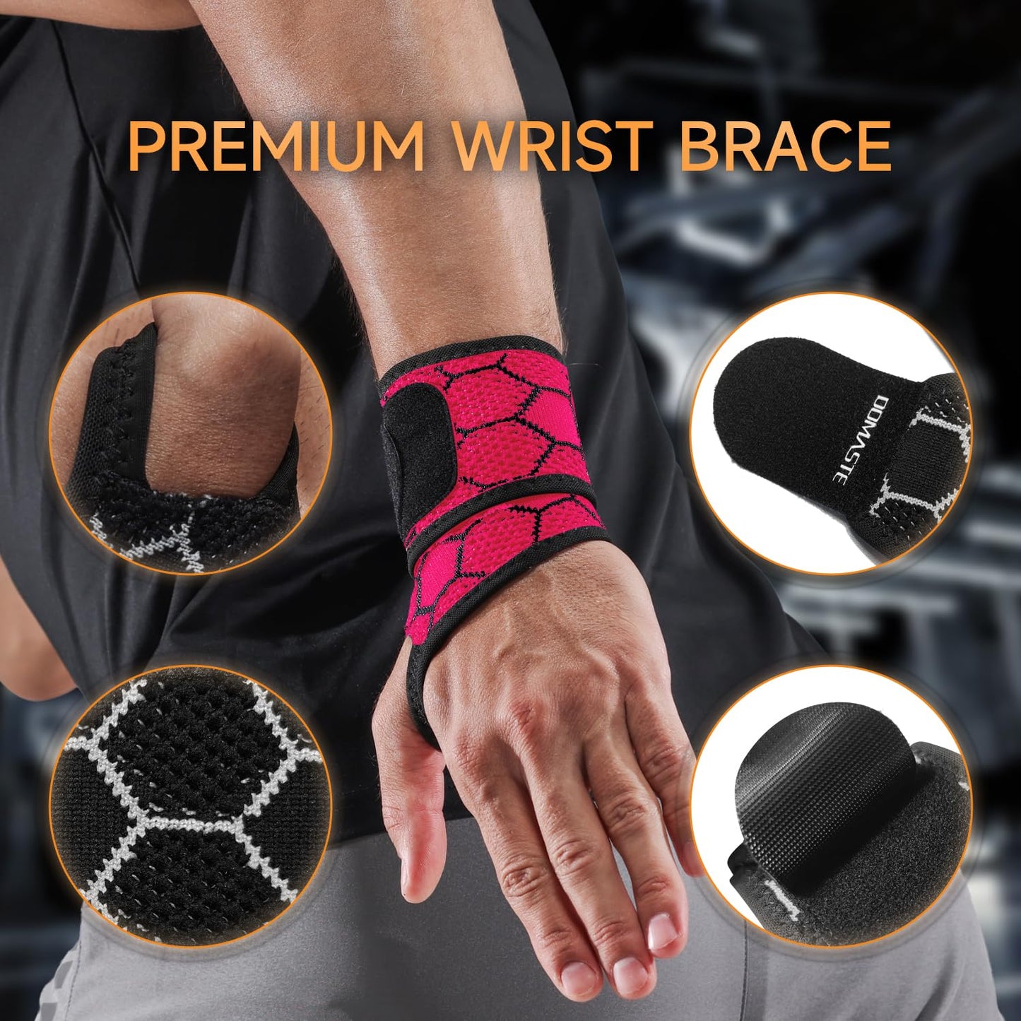 Sport Slim Wrist Wrap - Wrist Brace for Carpal Tunnel Relief, Neoprene-Free Compression Wrist Support for Workout, Adjustable Wrist Guards Fit Right Left Hand(Violet, Pack of 1)