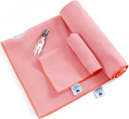 IUGA Yoga Towel for Hot Yoga Non Slip Extra Thick Yoga Mat Towel + Hand Towel 2in1 Set with Corner Pockets Super Absorbent and Quick Dry Hot Yoga Towel