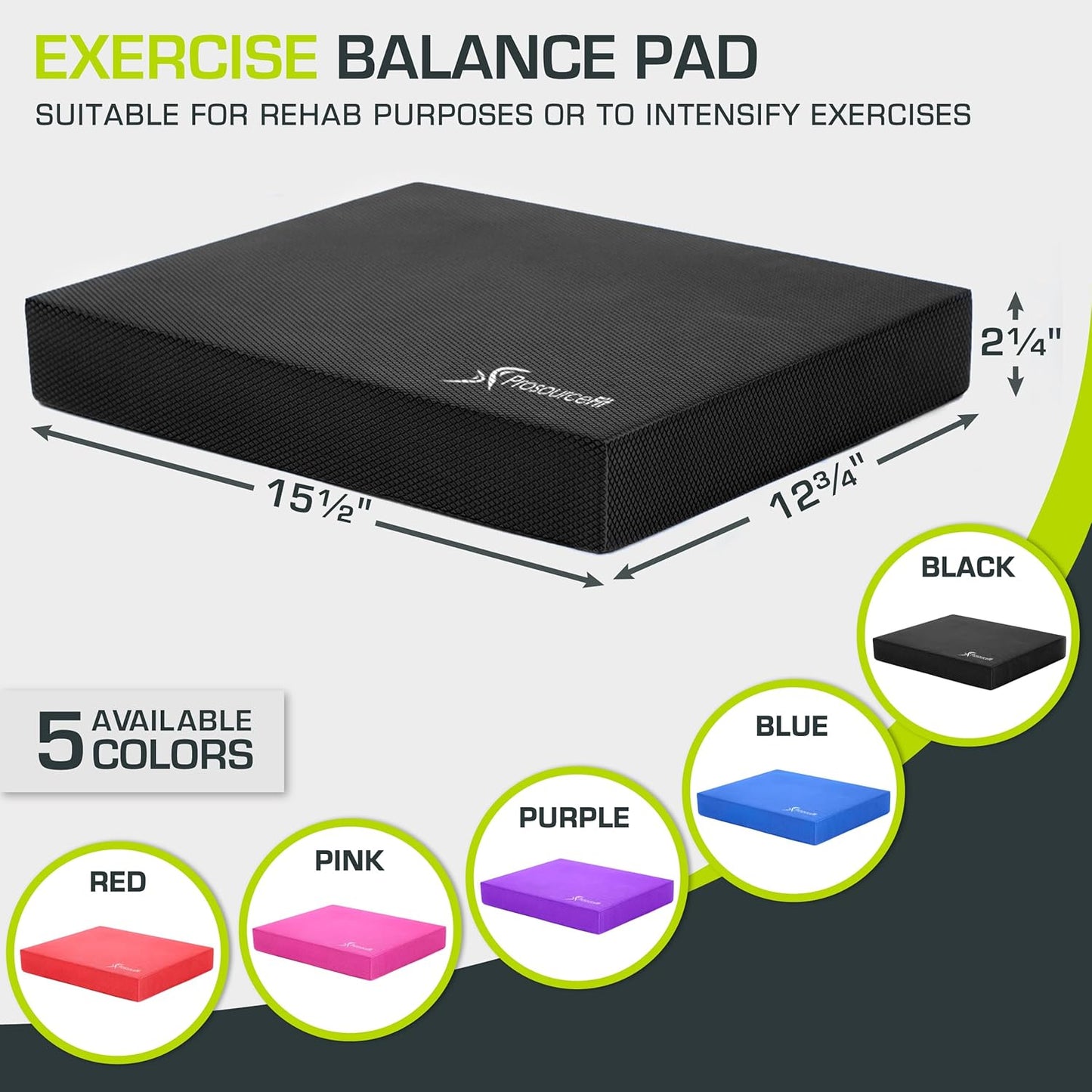 Exercise Balance Pad, Non-Slip Cushioned Foam Mat & Knee Pad for Fitness and Stability Training, Yoga, Physical Therapy