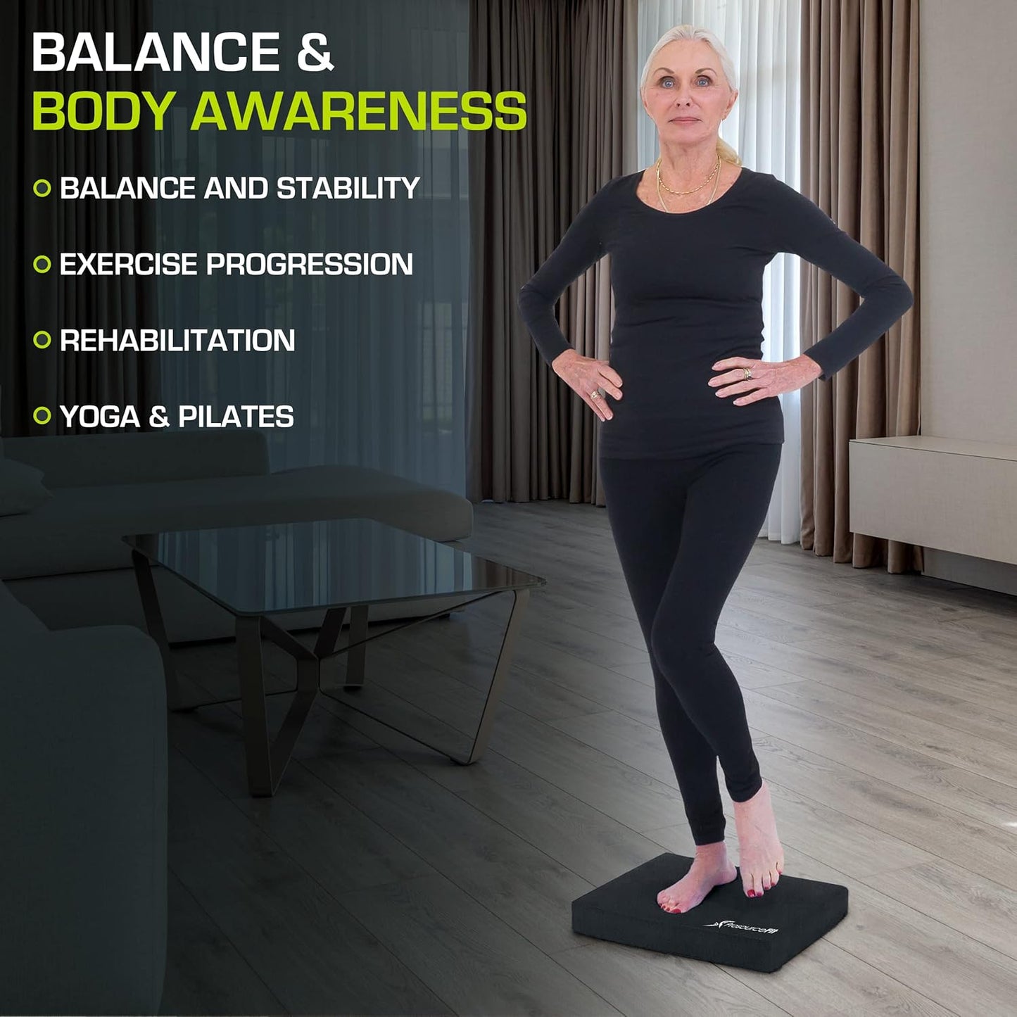 Exercise Balance Pad, Non-Slip Cushioned Foam Mat & Knee Pad for Fitness and Stability Training, Yoga, Physical Therapy