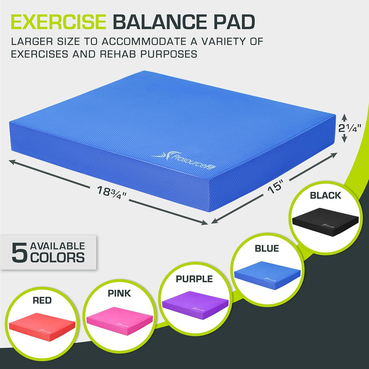 Exercise Balance Pad, Non-Slip Cushioned Foam Mat & Knee Pad for Fitness and Stability Training, Yoga, Physical Therapy