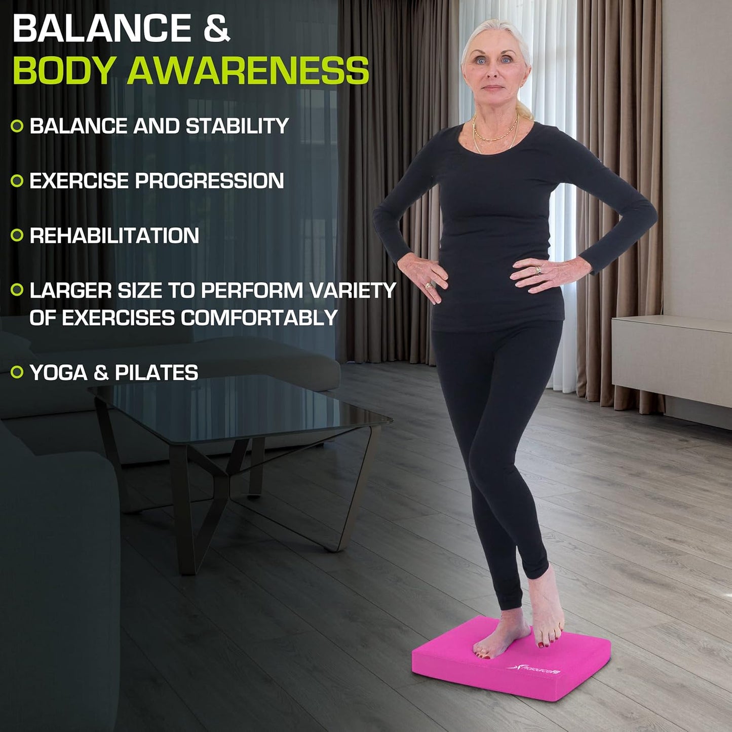 Exercise Balance Pad, Non-Slip Cushioned Foam Mat & Knee Pad for Fitness and Stability Training, Yoga, Physical Therapy