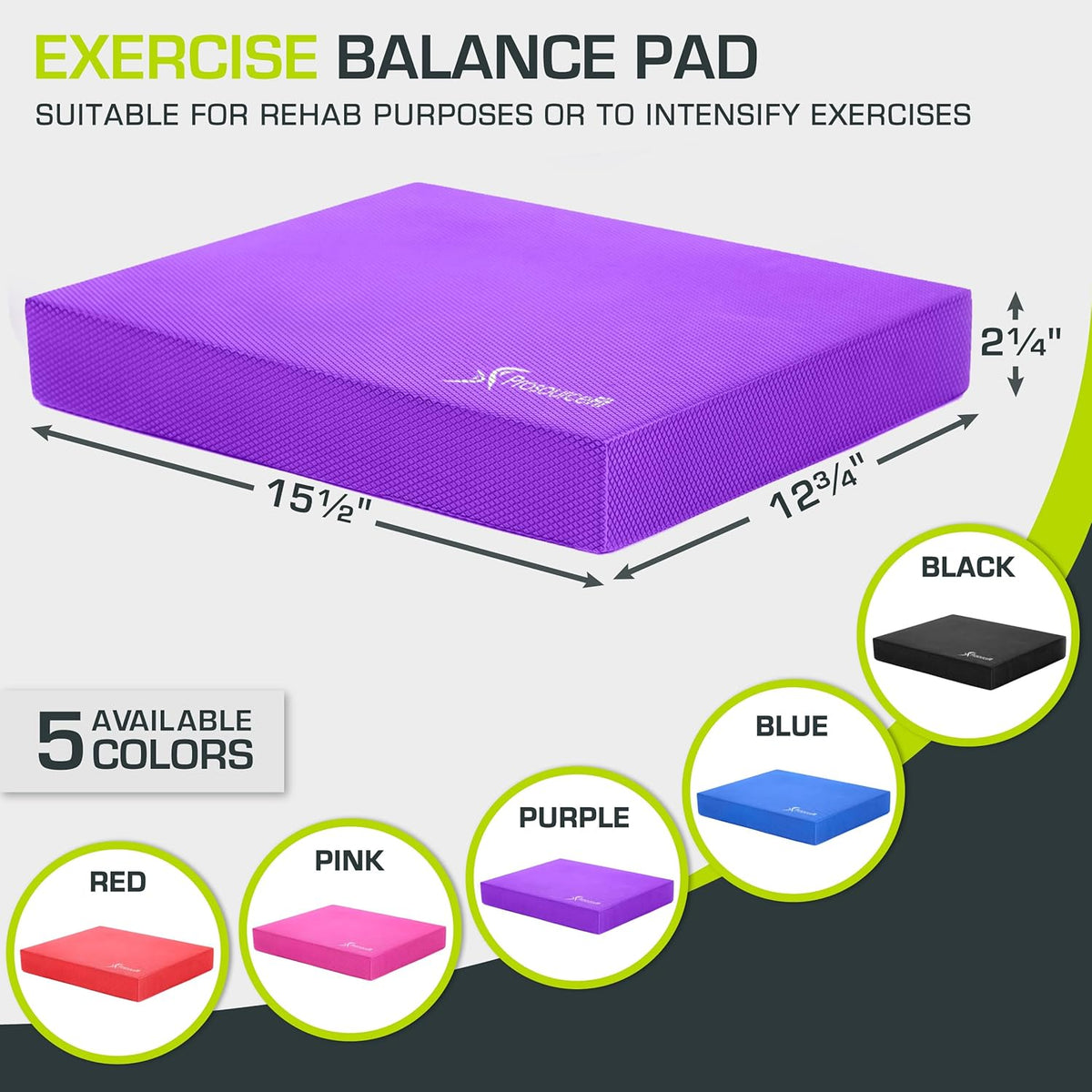 Exercise Balance Pad, Non-Slip Cushioned Foam Mat & Knee Pad for Fitness and Stability Training, Yoga, Physical Therapy