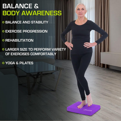Exercise Balance Pad, Non-Slip Cushioned Foam Mat & Knee Pad for Fitness and Stability Training, Yoga, Physical Therapy
