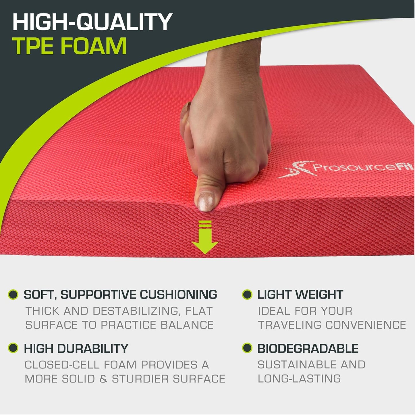 Exercise Balance Pad, Non-Slip Cushioned Foam Mat & Knee Pad for Fitness and Stability Training, Yoga, Physical Therapy