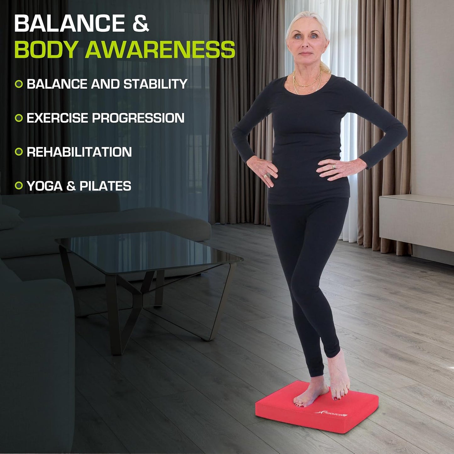 Exercise Balance Pad, Non-Slip Cushioned Foam Mat & Knee Pad for Fitness and Stability Training, Yoga, Physical Therapy