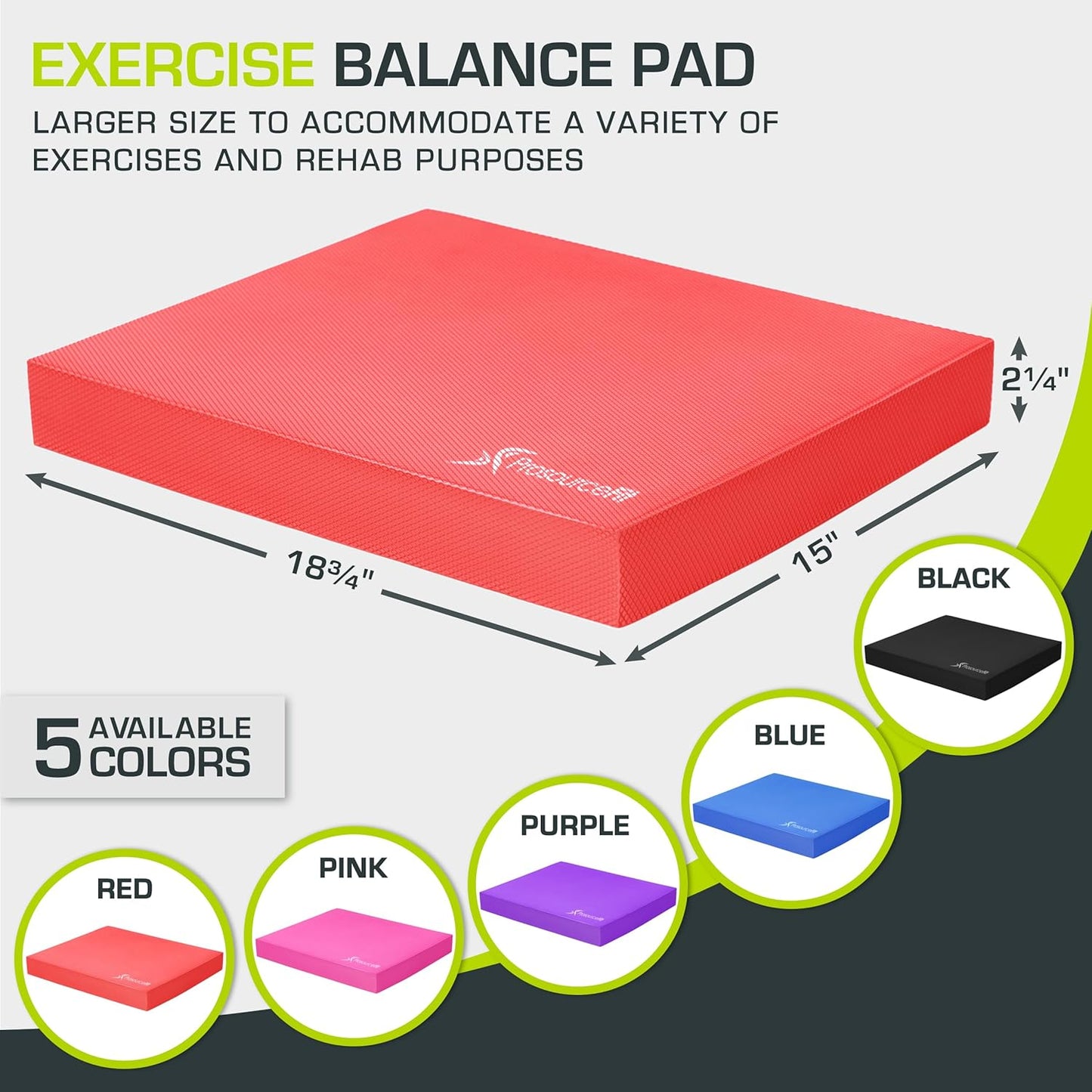 Exercise Balance Pad, Non-Slip Cushioned Foam Mat & Knee Pad for Fitness and Stability Training, Yoga, Physical Therapy