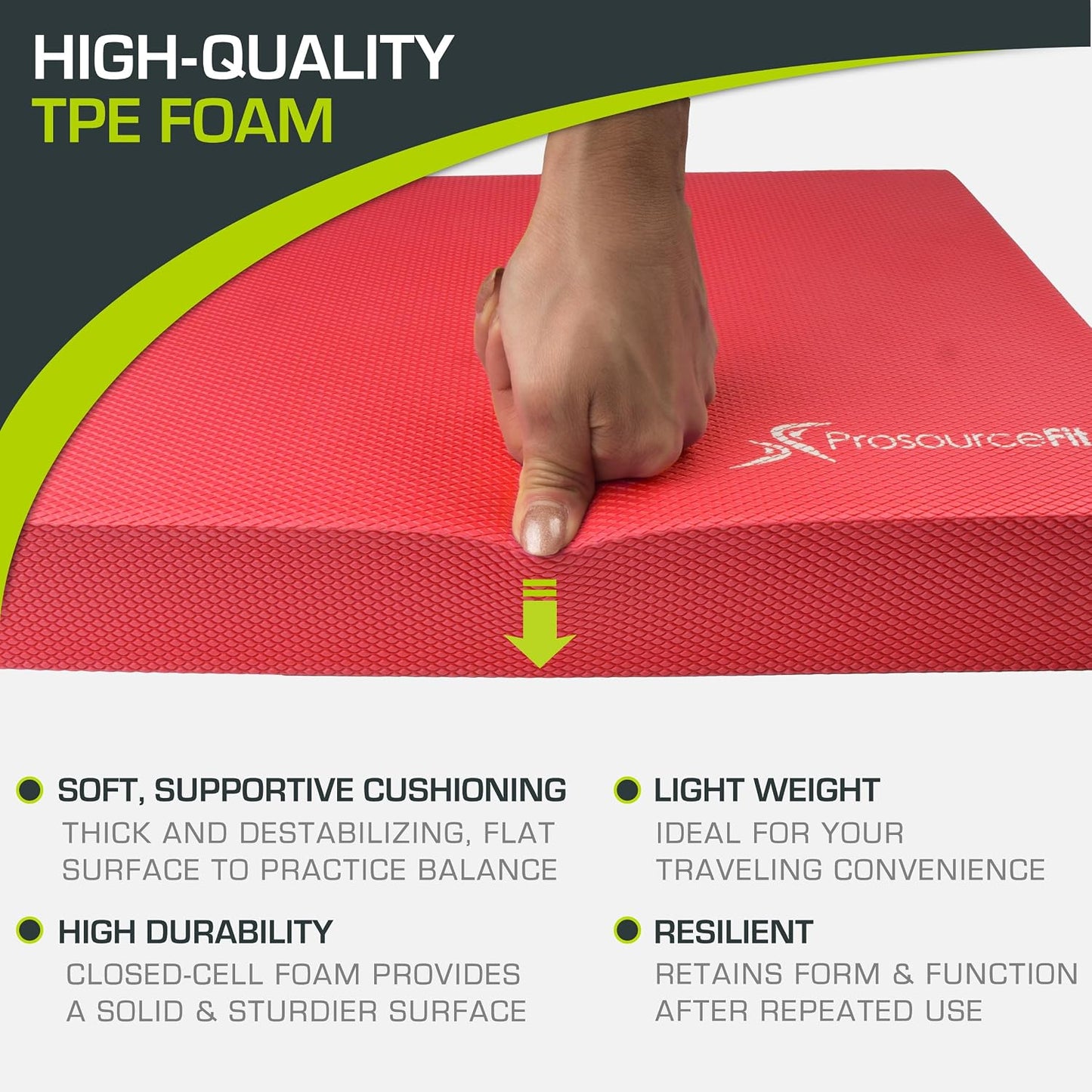 Exercise Balance Pad, Non-Slip Cushioned Foam Mat & Knee Pad for Fitness and Stability Training, Yoga, Physical Therapy