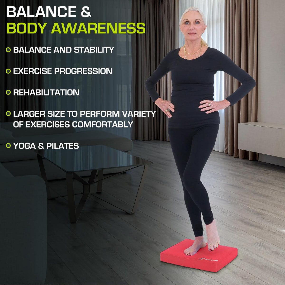 Exercise Balance Pad, Non-Slip Cushioned Foam Mat & Knee Pad for Fitness and Stability Training, Yoga, Physical Therapy