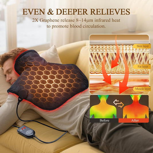 2X Graphene-Infused Heating Pad for Neck and Shoulders and Back