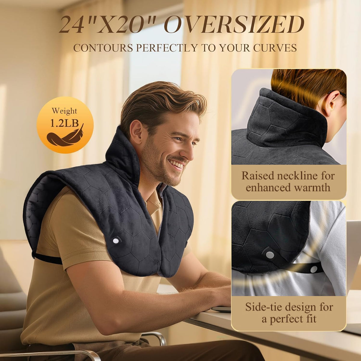 2X Graphene-Infused Heating Pad for Neck and Shoulders and Back