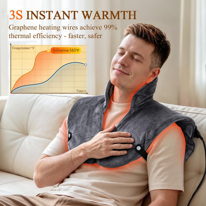 2X Graphene-Infused Heating Pad for Neck and Shoulders and Back
