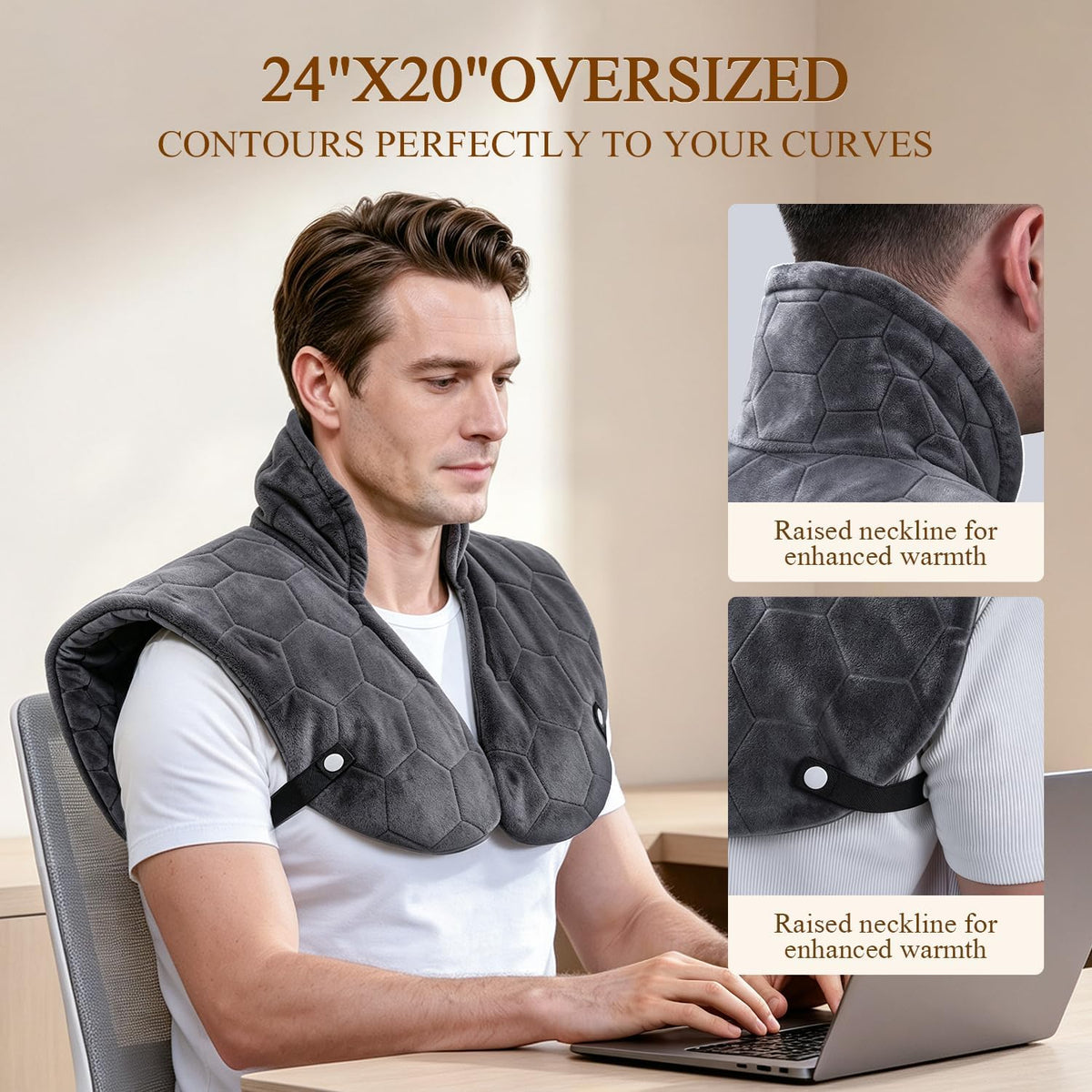 2X Graphene-Infused Heating Pad for Neck and Shoulders and Back
