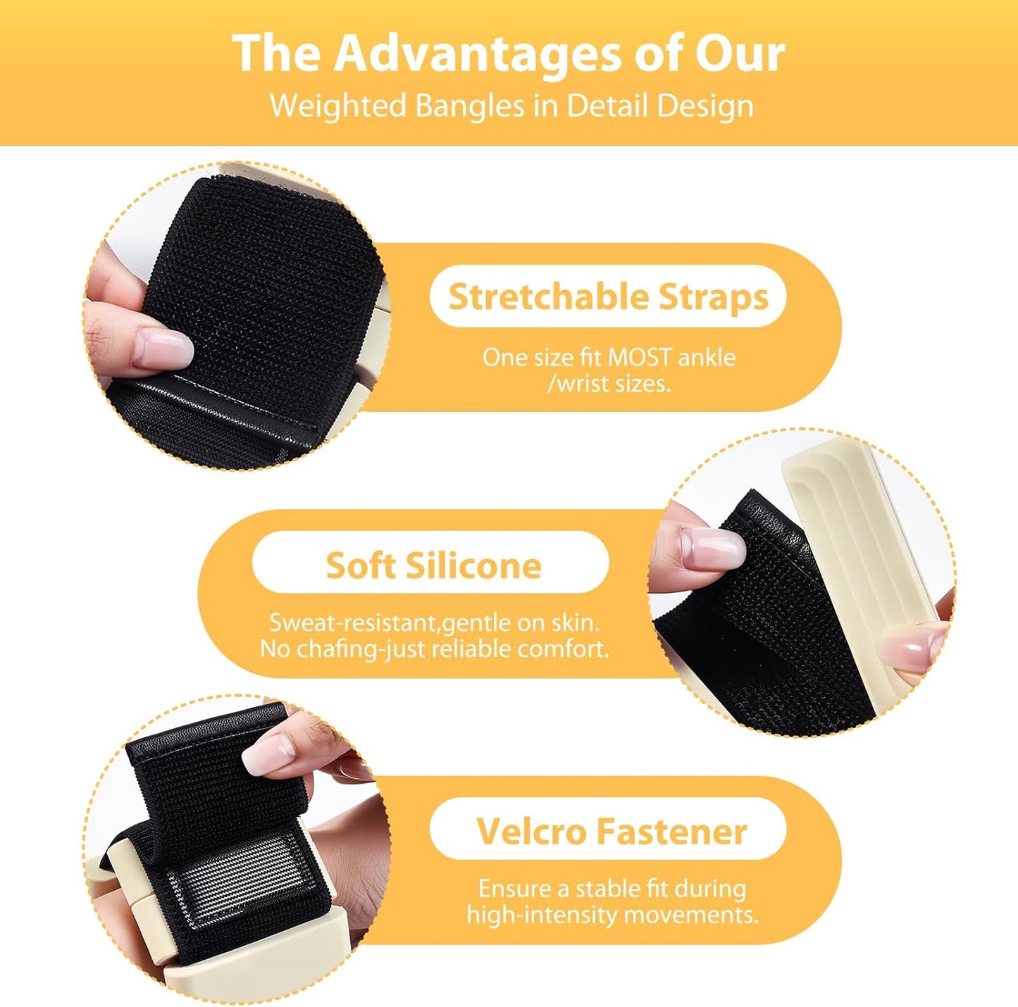 Pilates Wrist and Ankle Weights for Women - Adjustable Weighted Bangles for Men, 2 lbs Weighted Arm Bands Foot Leg Weights for Walking, Yoga, Training, Exercise, Running, Set of 2 (1LB Each)