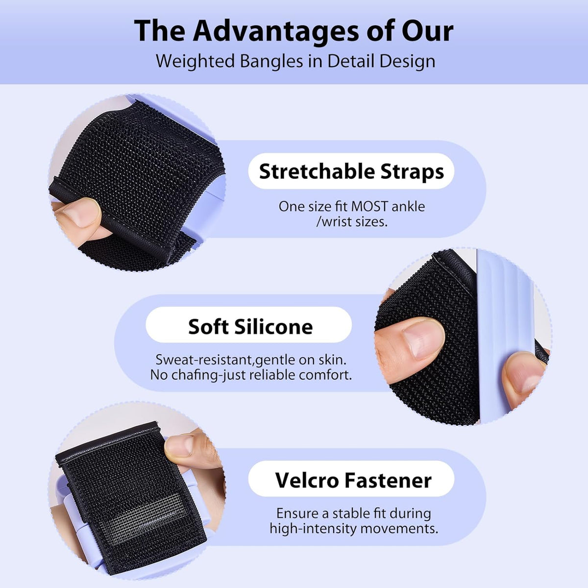 Pilates Wrist and Ankle Weights for Women - Adjustable Weighted Bangles for Men, 2 lbs Weighted Arm Bands Foot Leg Weights for Walking, Yoga, Training, Exercise, Running, Set of 2 (1LB Each)