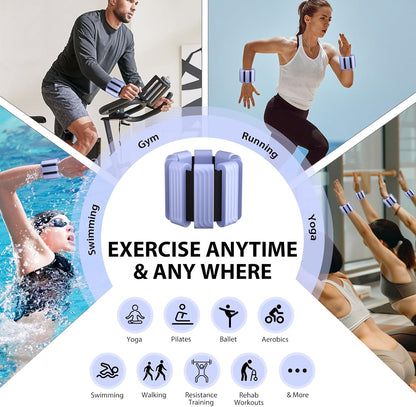 Pilates Wrist and Ankle Weights for Women - Adjustable Weighted Bangles for Men, 2 lbs Weighted Arm Bands Foot Leg Weights for Walking, Yoga, Training, Exercise, Running, Set of 2 (1LB Each)