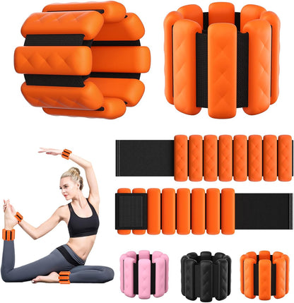 Pilates Wrist and Ankle Weights for Women - Adjustable Weighted Bangles for Men, 2 lbs Weighted Arm Bands Foot Leg Weights for Walking, Yoga, Training, Exercise, Running, Set of 2 (1LB Each)