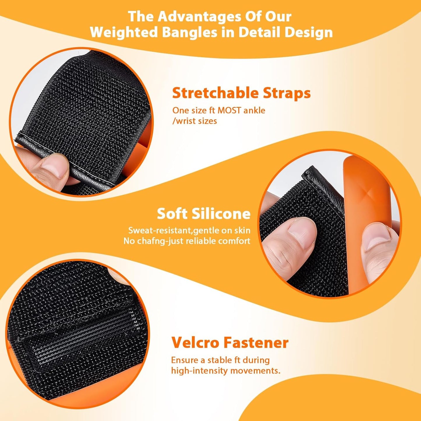 Pilates Wrist and Ankle Weights for Women - Adjustable Weighted Bangles for Men, 2 lbs Weighted Arm Bands Foot Leg Weights for Walking, Yoga, Training, Exercise, Running, Set of 2 (1LB Each)