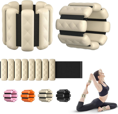 Pilates Wrist and Ankle Weights for Women - Adjustable Weighted Bangles for Men, 2 lbs Weighted Arm Bands Foot Leg Weights for Walking, Yoga, Training, Exercise, Running, Set of 2 (1LB Each)