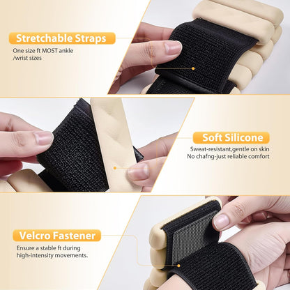 Pilates Wrist and Ankle Weights for Women - Adjustable Weighted Bangles for Men, 2 lbs Weighted Arm Bands Foot Leg Weights for Walking, Yoga, Training, Exercise, Running, Set of 2 (1LB Each)