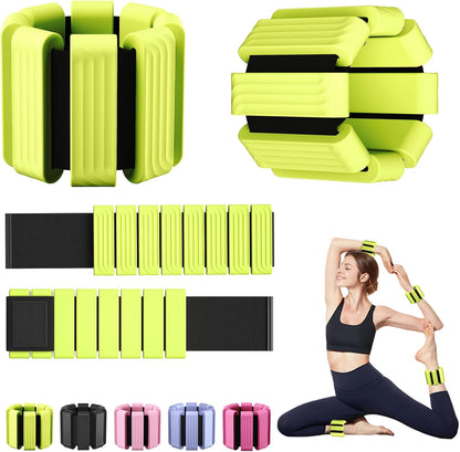 Pilates Wrist and Ankle Weights for Women - Adjustable Weighted Bangles for Men, 2 lbs Weighted Arm Bands Foot Leg Weights for Walking, Yoga, Training, Exercise, Running, Set of 2 (1LB Each)