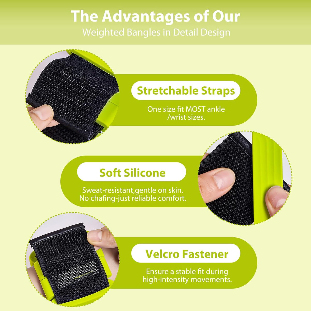 Pilates Wrist and Ankle Weights for Women - Adjustable Weighted Bangles for Men, 2 lbs Weighted Arm Bands Foot Leg Weights for Walking, Yoga, Training, Exercise, Running, Set of 2 (1LB Each)