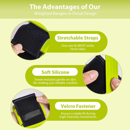 Pilates Wrist and Ankle Weights for Women - Adjustable Weighted Bangles for Men, 2 lbs Weighted Arm Bands Foot Leg Weights for Walking, Yoga, Training, Exercise, Running, Set of 2 (1LB Each)