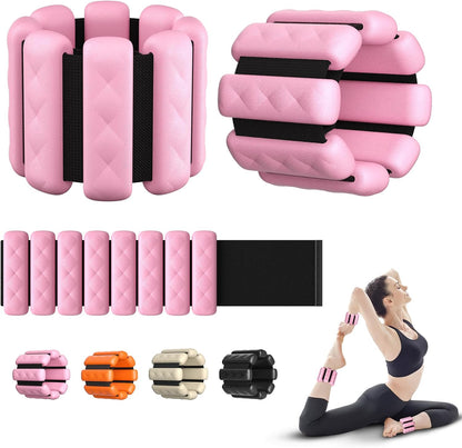 Pilates Wrist and Ankle Weights for Women - Adjustable Weighted Bangles for Men, 2 lbs Weighted Arm Bands Foot Leg Weights for Walking, Yoga, Training, Exercise, Running, Set of 2 (1LB Each)