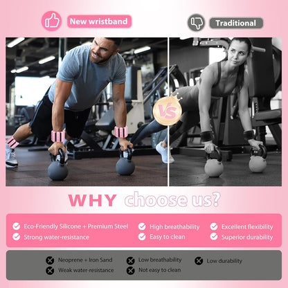 Pilates Wrist and Ankle Weights for Women - Adjustable Weighted Bangles for Men, 2 lbs Weighted Arm Bands Foot Leg Weights for Walking, Yoga, Training, Exercise, Running, Set of 2 (1LB Each)
