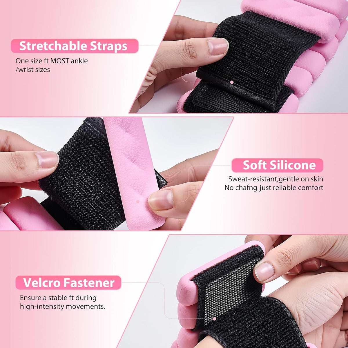 Pilates Wrist and Ankle Weights for Women - Adjustable Weighted Bangles for Men, 2 lbs Weighted Arm Bands Foot Leg Weights for Walking, Yoga, Training, Exercise, Running, Set of 2 (1LB Each)