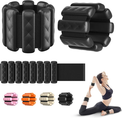 Pilates Wrist and Ankle Weights for Women - Adjustable Weighted Bangles for Men, 2 lbs Weighted Arm Bands Foot Leg Weights for Walking, Yoga, Training, Exercise, Running, Set of 2 (1LB Each)