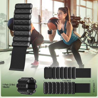 Pilates Wrist and Ankle Weights for Women - Adjustable Weighted Bangles for Men, 2 lbs Weighted Arm Bands Foot Leg Weights for Walking, Yoga, Training, Exercise, Running, Set of 2 (1LB Each)