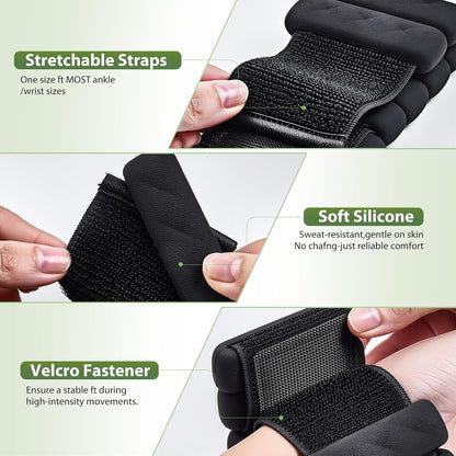 Pilates Wrist and Ankle Weights for Women - Adjustable Weighted Bangles for Men, 2 lbs Weighted Arm Bands Foot Leg Weights for Walking, Yoga, Training, Exercise, Running, Set of 2 (1LB Each)