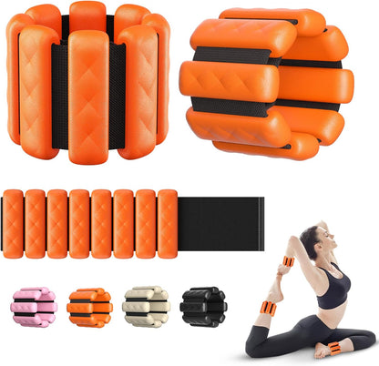 Pilates Wrist and Ankle Weights for Women - Adjustable Weighted Bangles for Men, 2 lbs Weighted Arm Bands Foot Leg Weights for Walking, Yoga, Training, Exercise, Running, Set of 2 (1LB Each)