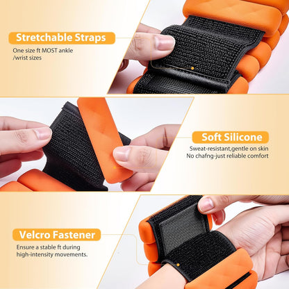 Pilates Wrist and Ankle Weights for Women - Adjustable Weighted Bangles for Men, 2 lbs Weighted Arm Bands Foot Leg Weights for Walking, Yoga, Training, Exercise, Running, Set of 2 (1LB Each)