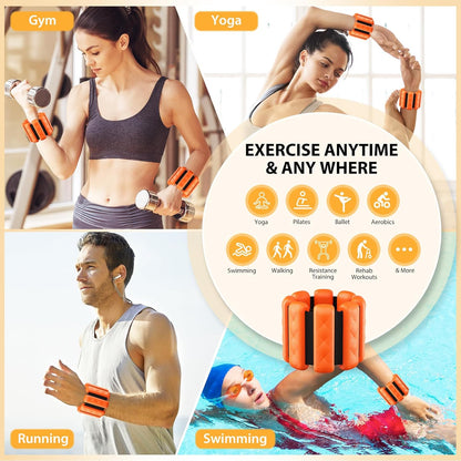 Pilates Wrist and Ankle Weights for Women - Adjustable Weighted Bangles for Men, 2 lbs Weighted Arm Bands Foot Leg Weights for Walking, Yoga, Training, Exercise, Running, Set of 2 (1LB Each)