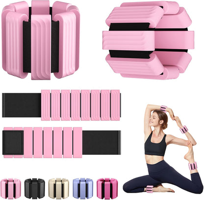 Pilates Wrist and Ankle Weights for Women - Adjustable Weighted Bangles for Men, 2 lbs Weighted Arm Bands Foot Leg Weights for Walking, Yoga, Training, Exercise, Running, Set of 2 (1LB Each)