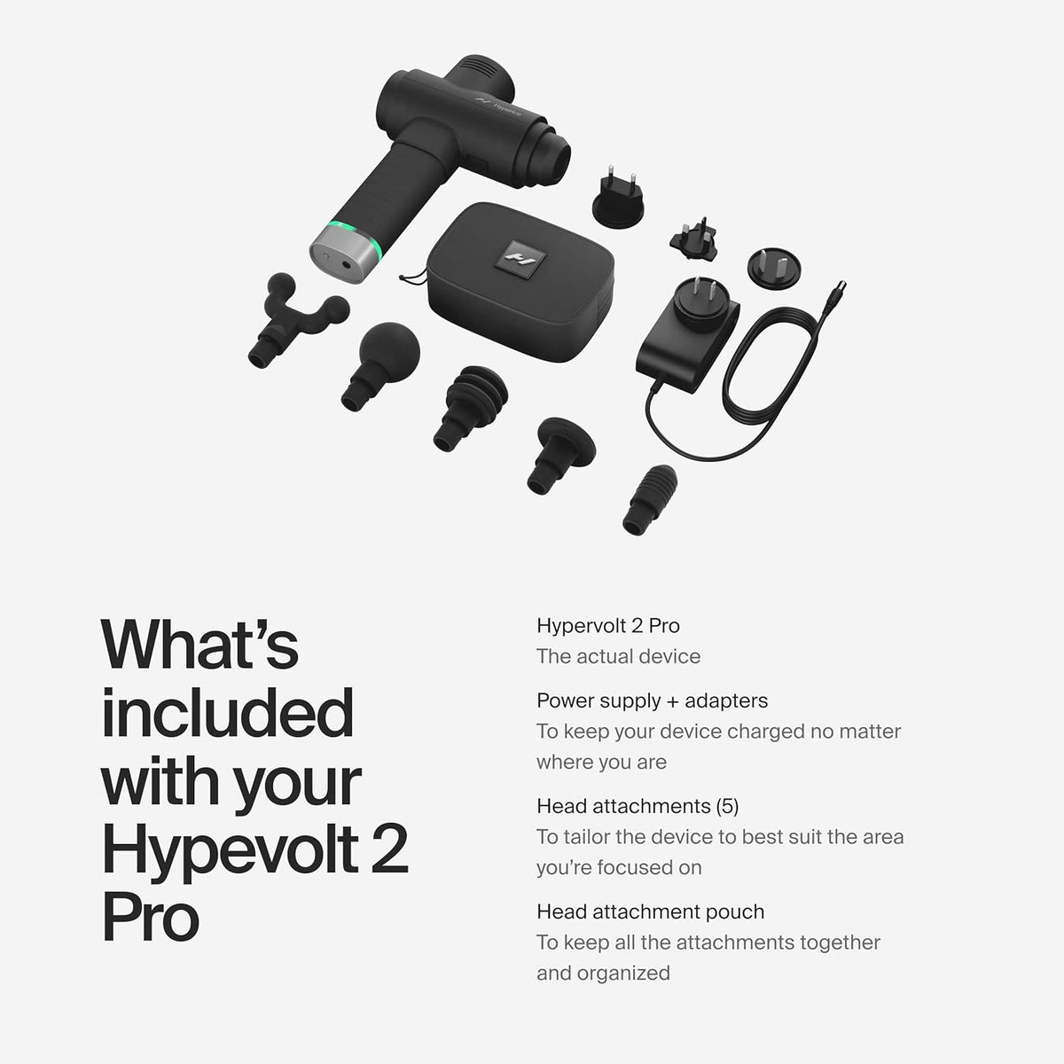 Hypervolt 2 Black - Featuring Quiet Glide Technology - Handheld Percussion Massage Gun | 3 Speeds, 5 Interchangeable Heads | Helps Relieve Sore Muscles and Stiffness