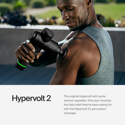 Hypervolt 2 Black - Featuring Quiet Glide Technology - Handheld Percussion Massage Gun | 3 Speeds, 5 Interchangeable Heads | Helps Relieve Sore Muscles and Stiffness
