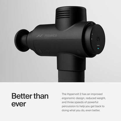 Hypervolt 2 Black - Featuring Quiet Glide Technology - Handheld Percussion Massage Gun | 3 Speeds, 5 Interchangeable Heads | Helps Relieve Sore Muscles and Stiffness