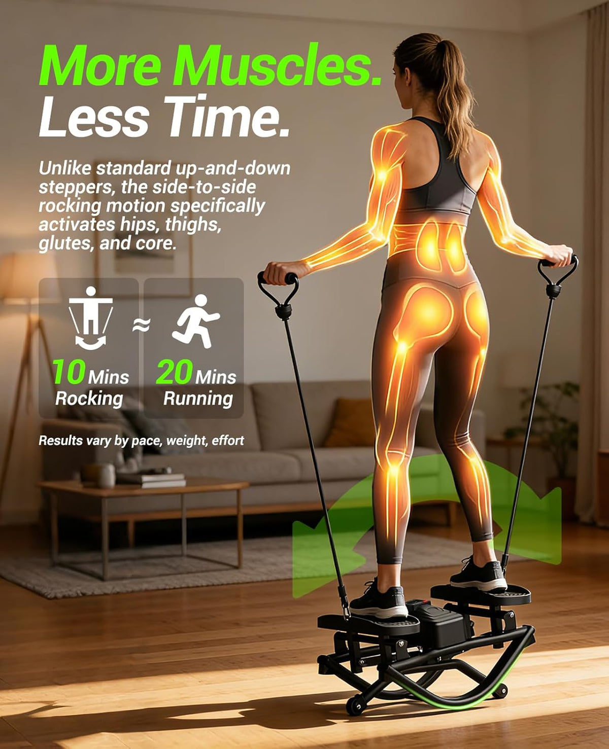 Rock Stepper Side to Side Exercise Machine, Rocking Stepper for Home Gym with LCD Display & Resistance Bands, Low-Impact Step Rocker Workout Equipment Supports 330 lbs